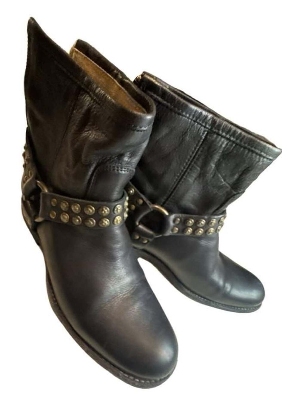 Frye Phillip Studded Harness Short Boots Size 8.5B Black